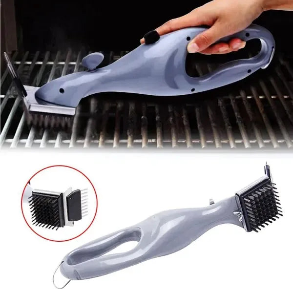 Steam Grill Cleaning Brush, 360-Degree Stainless Steel Bristle BBQ Cleaner for Gas, Charcoal and Electric Grills, Grey