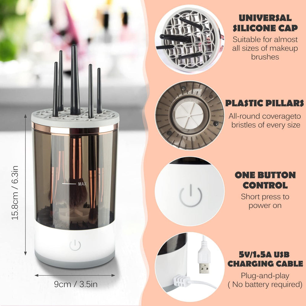 Electric Makeup Brush Cleaner, Makeup Brush Cleaner Machine with Brush Clean Mat, Automatic Cosmetic Brush Cleaner Makeup Brush
