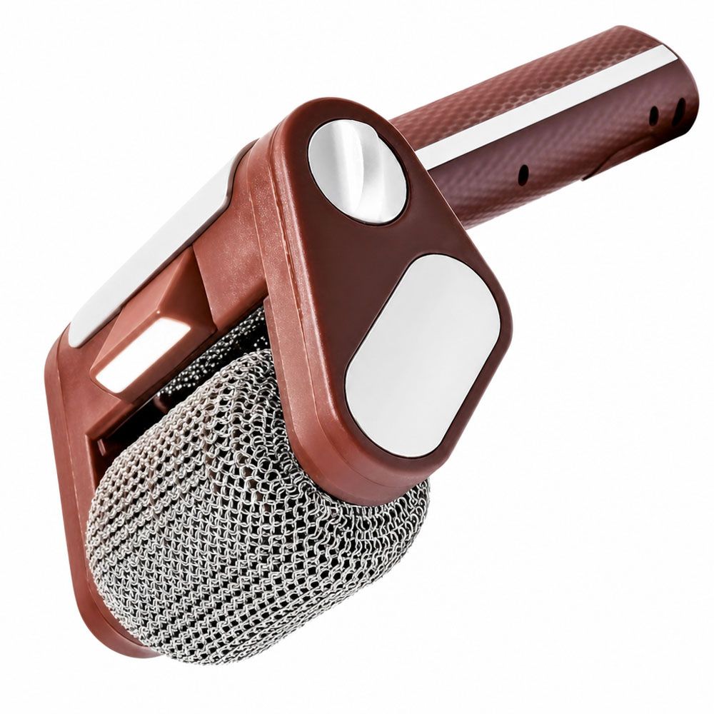 Bristle-Free Motorized BBQ Grill Brush, 350RPM Cordless Rechargeable Electric Grill Cleaner with LED Light, 304 Stainless Steel Roller, Dishwasher Safe (Brown)